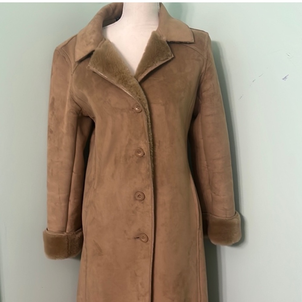 FU DA New York Vintage Faux Fur Trim Coat Anthropologie